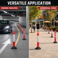 Poteau de signalisation routière flexible, réflecteur, borne de délimitation, rouge et blanc, base en plastique et caoutchouc, plusieurs tailles, directement de l'usine