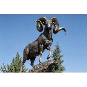 Estatua de Bronce de Carnero sobre Roca, Tamaño Personalizado, Escultura de Animal para Decoración de Jardín y Paisaje Exterior - Product Image 3