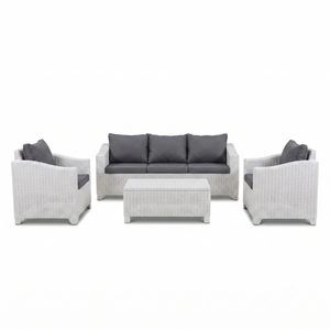 Conjunto de Sofá de Ratán Sintético Curvo Redondo de Lujo de Grado Comercial con Cojines Gruesos Extraíbles para Patio, Piscina y Jardín - Product Image 1