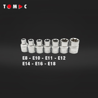Jeu de douilles à cliquet multi-tailles TOMAC Professional 3/8" (E8-E18) en acier chromé pour adaptateur de clé à douille universelle, outil à main
