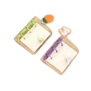 Mini libro de mano de hojas sueltas para estudiantes, carpeta de anillas portátil, suministros escolares, Bloc de notas creativo transparente de cuero, 3 anillos - Product Image 1