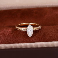 Vintage Marquise Moissanit-Ring 1,5 Karat D-Farbe VVS1 925 Sterlingsilber Plattiert 6-Krappen-Fassung Gravierter Bandring Königlicher Stil Geschnitzte Muster