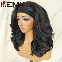 Perruque Bandeau Synthétique Luxe KEMY HAIR Texture Yaki Boucle Française Cheveux Naturels Perruques Synthétiques Fluffy Personnalisées pour Femmes Noires