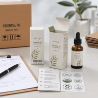 Emballage multilingue pour huiles essentielles, papier grainé international avec options d'étiquettes personnalisées, vente en gros de boîtes multilingues pour huiles