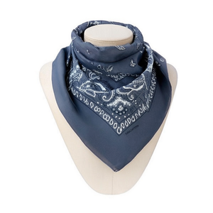 Sciarpa quadrata Angelina Complete 54x54 cm 100% cotone blu grigio Paisley per donna, accessorio moda - Product Image 1