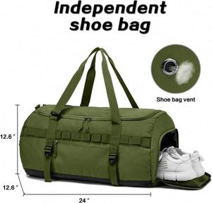 Sac de voyage imperméable de grande capacité 55L personnalisé en usine BSCI, sac de week-end avec compartiment à chaussures, sac à dos de nuit - Product Image 3