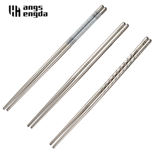 New 1 Pair Stainless Steel Non-Slip White Flower Patters Food Sticks Portable custom logo chopsticks Reusable Chopsticks Set