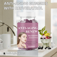Gummies de beauté anti-âge avec resvératrol et quercétine pour une peau plus jeune, 60 unités, antioxydant pour adultes