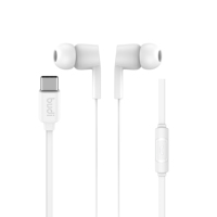 Écouteurs intra-auriculaires filaires stéréo Budi Trendy avec connecteur Type C, câble plat, micro intégré pour téléphone portable