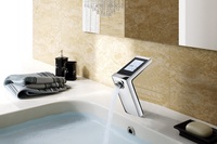Robinet intelligent pour lavabo, standard hôtelier 5 étoiles, moderne, à poser sur comptoir, chromé, avec affichage numérique