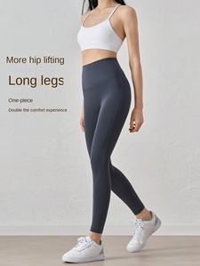 Leggings Fitness di alta qualità da donna di vendita calda nuove tasche da palestra con retro a V a modello solido elastico in vita antibatterico - Product Image 5