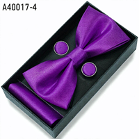 Ensemble Cadeau Cravate, Nœud Papillon, Pochette de Costume et Boutons de Manchette en Satin Couleur Unie pour Homme - Tie Factory