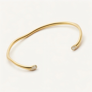 Collier ras du cou torsadé ouvert en laiton doré avec zircon, étanche, hypoallergénique, bijou de mode minimaliste, cadeau personnalisé - Product Image 1