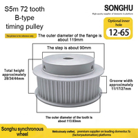 Polea de sincronización de aluminio SH-HTPA-S5M250-72-B-P-d13, polea de correa síncrona S5M de 72 dientes, engranaje de 65 orificios en stock