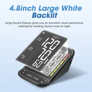 TRANSTEK 4,8 polegadas grande branco backlit pressão arterial equipamento digital sem fio braço pressão arterial monitor