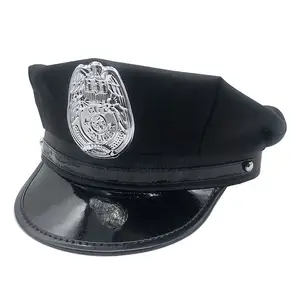 Topi Cosplay polisi dewasa, topi Kapten perwira polisi, Aksesori Kinerja panggung, topi militer pesta Halloween