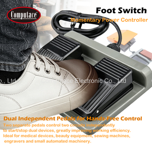 Interrupteur à pédale double FS-01-02, boîtier en plastique et métal, AC250V 16A, commande momentanée au pied avec câble de 1,7 m pour équipement industriel - Product Image 4
