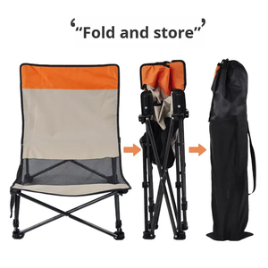 كرسي تخييم محمول قابل للطي مع جيب جانبي، كرسي منخفض للشاطئ والحديقة والنزهات، كرسي صيد قابل للطي - Product Image 4