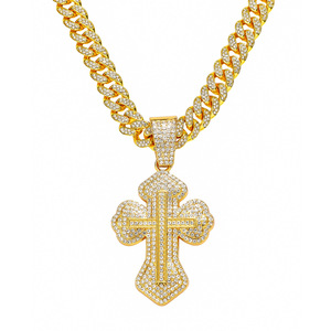 สร้อยคอจี้รูปกางเขนชุบทองคำขาว ดีไซน์ใหม่ยอดนิยมปี 2026 สไตล์ฮิปฮอป ปรับแต่งได้ สร้อยคอโลหะผสมสำหรับผู้ชาย ขายส่งเครื่องประดับ - Product Image 6