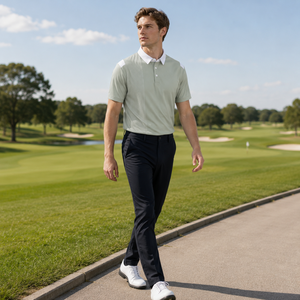 <span class=keywords><strong>Polo</strong></span> de <span class=keywords><strong>golf</strong></span> personnalisé à col blanc et lignes verticales pour hommes, chemises élastiques pour les jours de tournoi junior, vêtements de club OEM ODM - Product Image 3