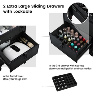 Rolling <b>Makeup</b> <b>Case</b> with 2 Large Drawers Professional Cosmetic Suitcase Organizer Make up Trolley with Wheels Salon Barber Box - Product Image 4