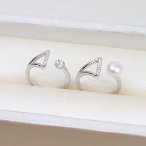 Anneau ouvert en argent S925 à faire soi-même, triangle, 6-9 anneaux, anneau de cheveux, anneau de doigt, anneau vide, support 1740, accessoire avec perles libres - Product Image 3