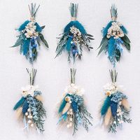 Mini Bouquets de Fleurs Séchées Boutonnières Garçons d'Honneur Mariage Boutonnières Herbe de la Pampa Composition Florale