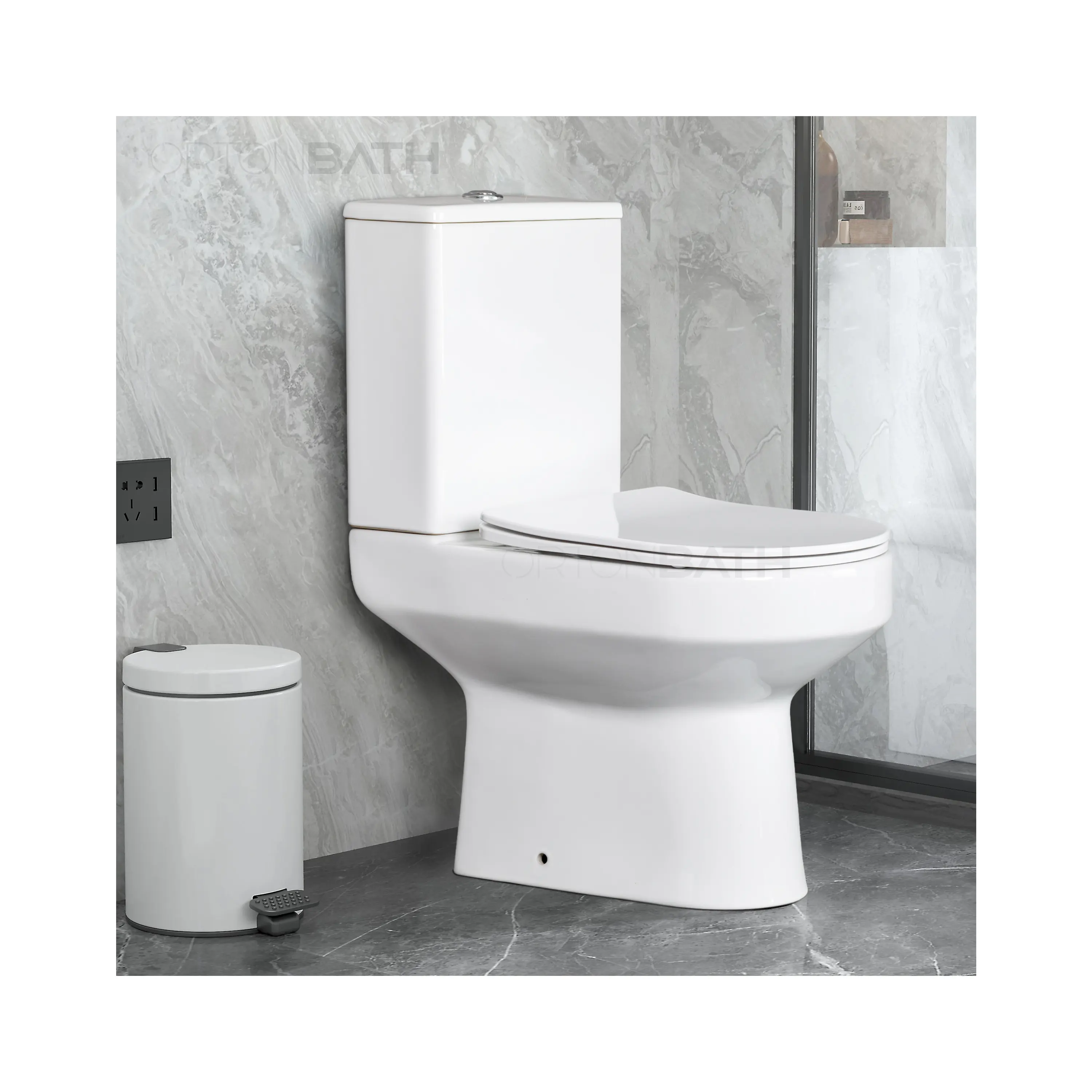 Ortonbath Toilet kecil gaya Eropa UK p-trap untuk kamar mandi keramik dua bagian Wc lemari air sanitasi Toilet