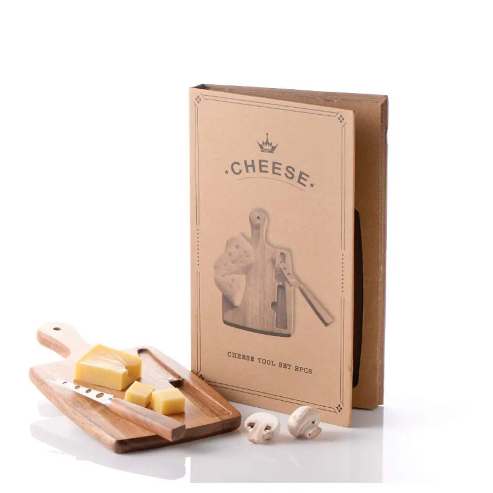 Оптовая продажа, квадратная деревянная пищевая отбивная бамбуковая сырная доска с набором ножей