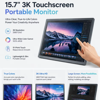 Moniteur portable tactile IPS 3K 2880*1620 de 15,7 pouces, léger, 90 ° Support de réglage vertical pour ordinateur portable, Switch, Xbox, PS4, TV