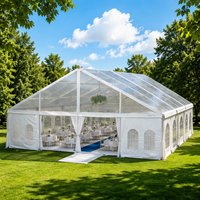 Tente de mariage en PVC transparent avec structure en alliage d'aluminium, chapiteau événementiel résistant aux UV pour cérémonies, fêtes et expositions en extérieur toutes saisons