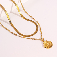 Estrella de Mar Océano serie impermeable de acero inoxidable moda colgante collar niñas grueso 18K chapado en oro cadena collar mujeres