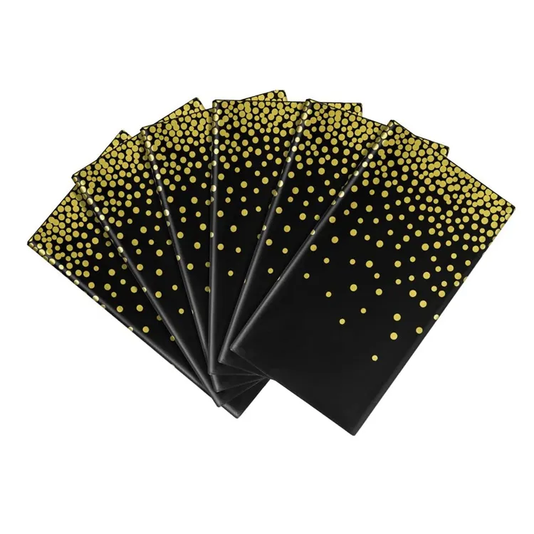 Tovaglia in plastica di colore nero a punti tovaglie copertura da tavolo per feste stampate in plastica 54X108 "oro PE rotocalco stampa