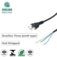 Cable de Alimentación OEM Brasil 3*0.75mm² con Extremo Desnudo, Cable Eléctrico para Electrodomésticos, Enchufe con Certificación INMETRO