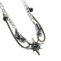 Collier ras du cou Zooying avec pendentif aile gothique, motif étoile sombre, chaîne punk Y2K, bijou tendance et audacieux, cadeau pour femme