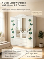 Armoire en acier sur mesure, meuble de rangement verrouillable pour vêtements avec miroir, chambre à coucher avec tiroir, nouveau design moderne