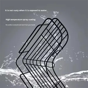 Panier de rangement suspendu mural à un seul niveau en acier inoxydable, sans perçage, pour salle de bain, douche, cuisine - Product Image 4