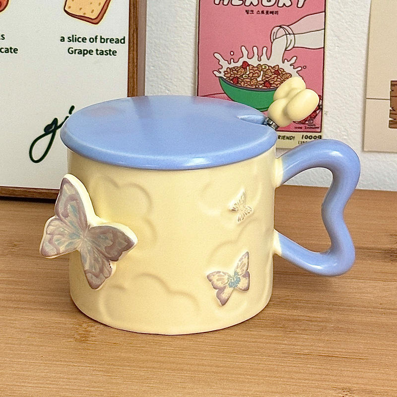 ถ้วยผีเสื้อปั๊มนูน - สีฟ้า