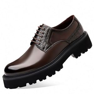 Nouvelles Chaussures Homme en Cuir Véritable à Lacets Respirantes Légères Antidérapantes à Semelle Épaisse en Cuir Verni pour Bureau, Carrière et Mariage - Product Image 6