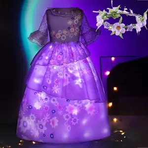 Gaun pesta ulang tahun anak perempuan, Gaun putri ajaib, pakaian Halloween anak perempuan dengan MIHC-002 lampu Led