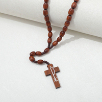 Nouveau chapelet en bois perles croix pendentif Long collier pour femmes hommes catholique Christ religieux jésus chapelet bijoux cadeau RN-029