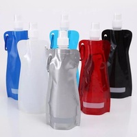 Gourde pliable personnalisée avec logo, 16 oz (480 ml), sans BPA, portable, pour randonnée, voyage, concert, sacs à eau pliables