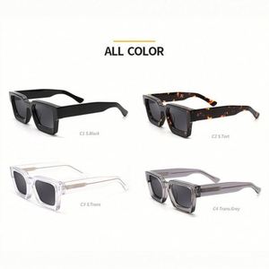 Lunettes de soleil en acétate à monture épaisse de haute qualité avec logo personnalisé 2025, lunettes de soleil carrées surdimensionnées à rivets en acétate pour hommes et femmes - Product Image 6