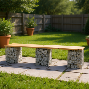 Panca da Giardino in Legno di Pino con Telaio in Metallo, Arredo da Esterno, Design Rustico Moderno, Capacità 4 Persone - Product Image 2