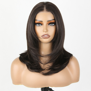 <span class=keywords><strong>Parrucca</strong></span> Natura con Frontale in Pizzo HD, Fibra Resistente al Calore, Capelli Futura Non Infiammabili, <span class=keywords><strong>Parrucca</strong></span> Sintetica Senza Colla per Donne Bianche - Product Image 1
