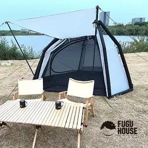 FUGU HOUSE 2-4 Person Quick Open Dome Tent Inflatable Camping Tent Portable Outdoor Air Tube Bell Tent