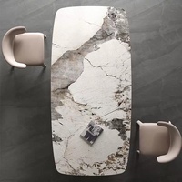 Table rectangulaire Zayshine, style minimaliste italien, luxe, pieds en acier carbone blanc, plateau en pierre frittée imitation marbre, mobilier de restaurant