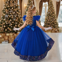 Robe de demoiselle d'honneur de style européen, robes scintillantes pour grandes filles pour anniversaire, robe de mariée longue pour fille