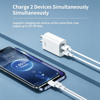 Chargeur mural USB C compact 30W GaN PD 3.0 QC 3.0 PPS à double port, charge rapide, adaptateur secteur US EU pour téléphone et tablette