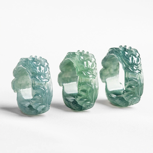 แหวนหยกแกะสลักสามมิติรูปมังกรน้ำสีฟ้า เกรด A คุณภาพสูง ระดับพรีเมียม สำหรับผู้ชาย - Product Image 2